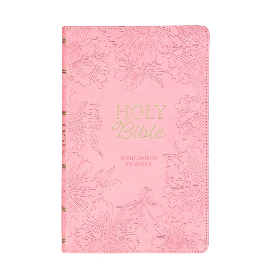 KJV Pink Floral Engraved Bible