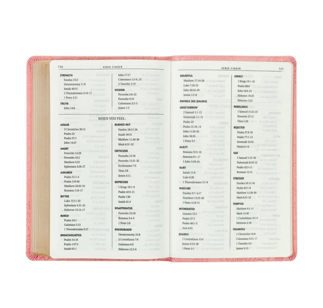 KJV Pink Floral Engraved Bible