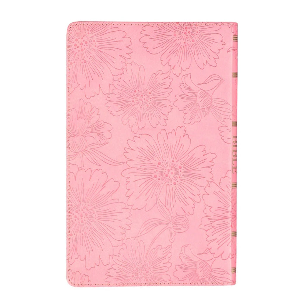 KJV Pink Floral Engraved Bible