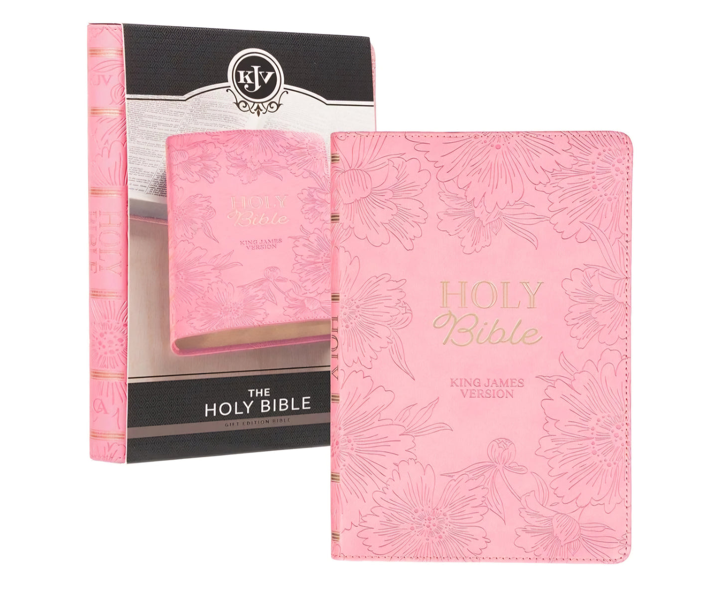 KJV Pink Floral Engraved Bible