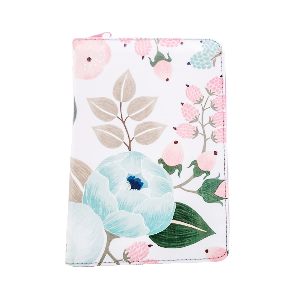 NLT Floral Compact Zipper Bible